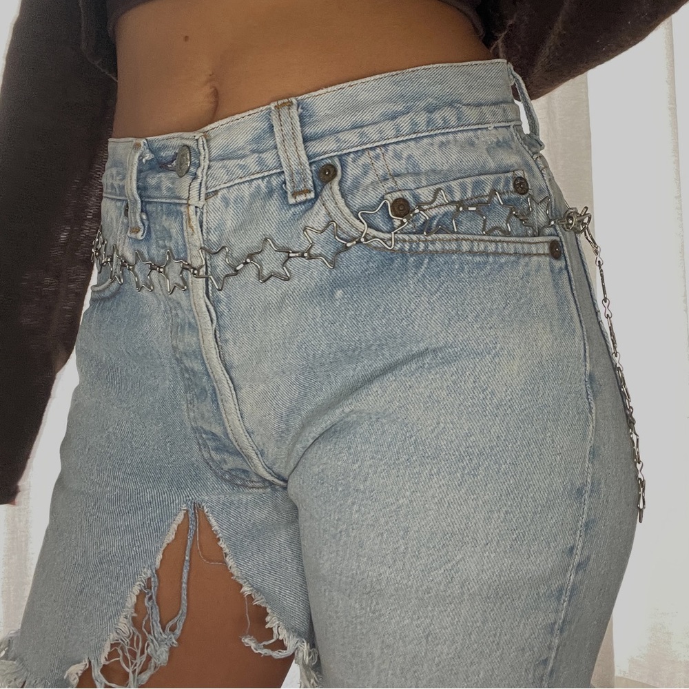 Secondhand silver-tone star chain belt